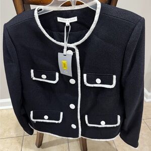 Preston & York Navy Tweed Blazer with White Edging